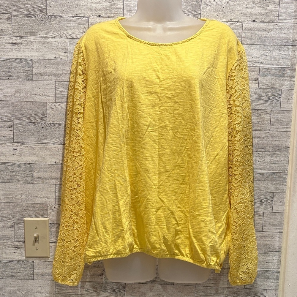 Avon Yellow Lace Sleeve Blouse